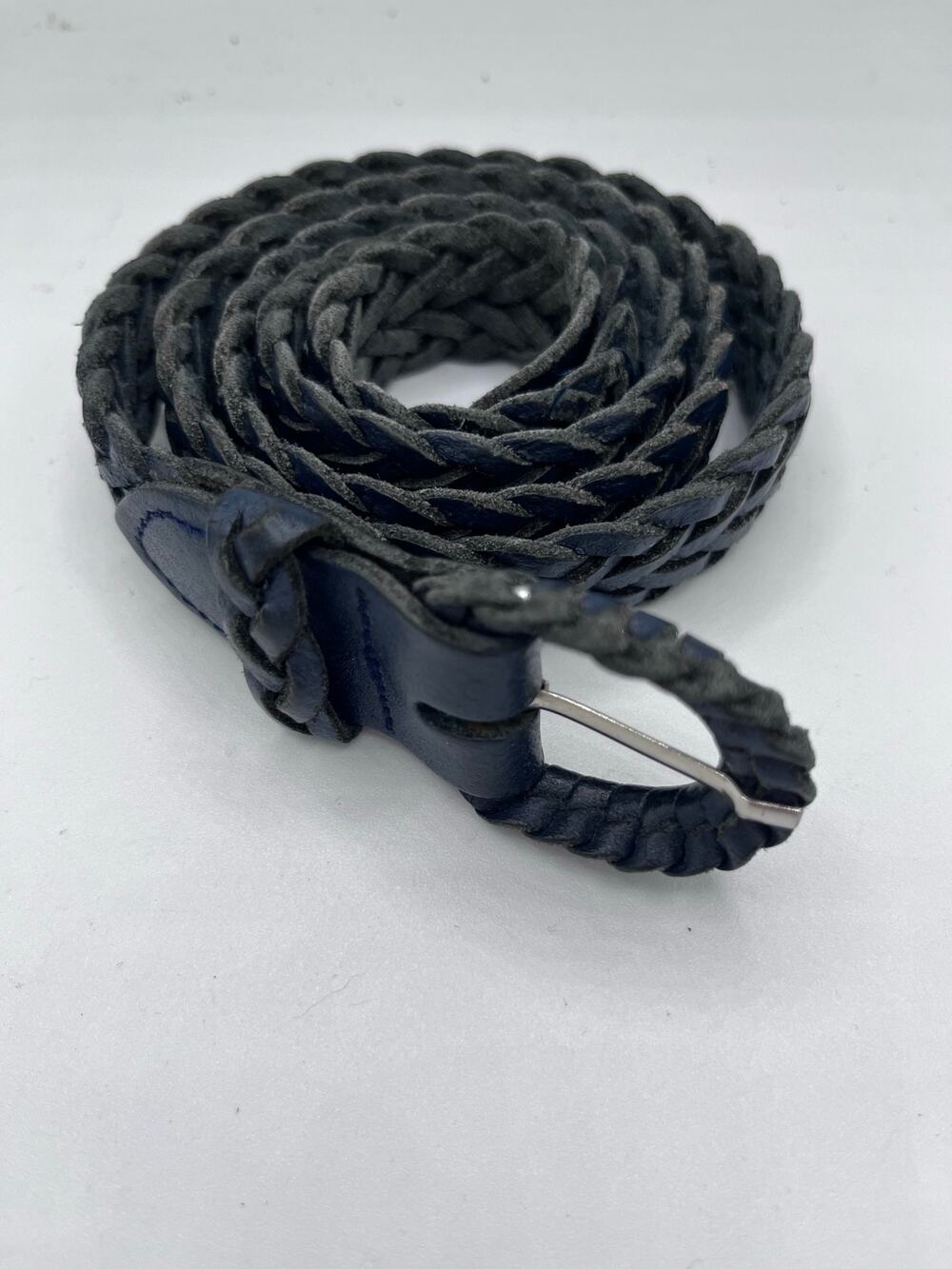 Women’s Braided Leather Belt With Buckle XS Boho Western 3/4" wide, 40" long